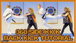 آموزش تکنیک لگد 360 درجه با کف پا در تکواندو (Side Kick Back)